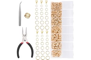 JOJOPLAY All Size Open Jump Ring and Lobster Clasps Kit for Jewelry Repair Tools Jewelry Making Accessories for Necklace Bracelets Earring Jewelry Making Repair (KC Gold)
