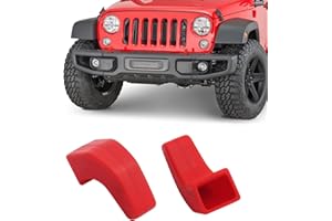 DKMGHT Factory Bumper Tow Hook Covers Compatible with Jeep Wrangler JK JL Gladiator TJ, Red Tow Hook Protector Jeep Wrangler 