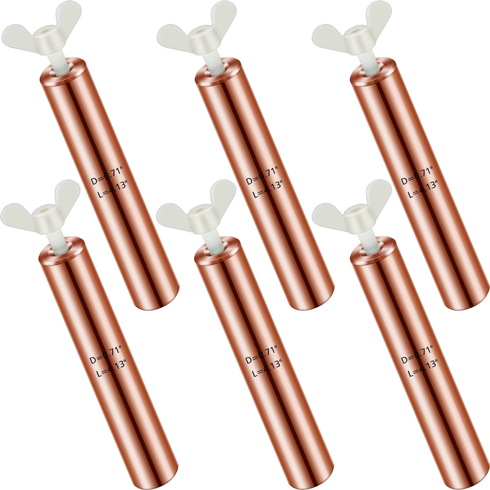 Photo 1 of Copper Replacements Solar Copper Anode Compatible with Most Brands 4.13 x 0.71 Inch Threaded M6 with Wing Screws for Solar Pool Ionizer Reduce Irritations Cleans Chlorine Cost Save (6 Pieces)