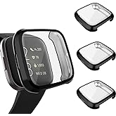 GHIJKL 3 Pack Screen Protector Compatible Fitbit Versa 2 Case, Ultra-Thin Slim Soft TPU Protective Case All-Around Full Cover