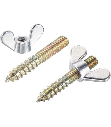 M6 Wing Nuts, Wing Nut, Silver Tone, 20 Pieces & M6X30mm Hanger Bolt