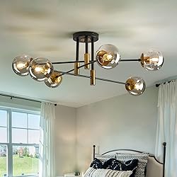 SZXYKEJI 6-Lights Glass Chandelier，Modern Flush