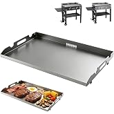 Griddle for Blackstone 28 Inch Gas Grill, Grease Drainage Design, Gray | Pre-seasoned Heavy Duty Steel Flat Top for Gas Grills &amp; Stove, ideal for camping, tailgating and backyard BBQs