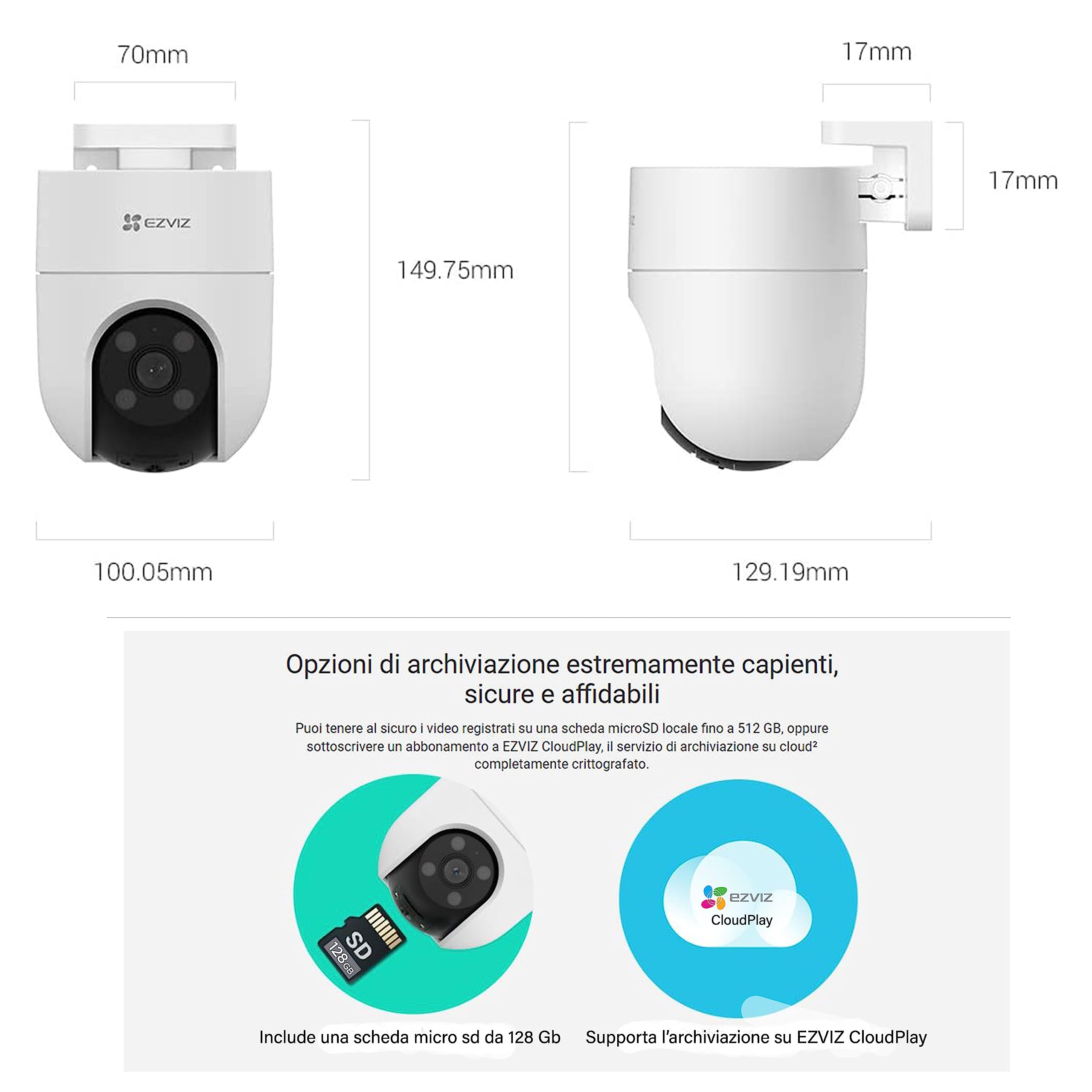 EZVIZ 2K+ Outdoor Camera Wired, 360° PTZ WiFi Camera for Home Security, Outside Surveillance with AI Detection Auto-Tracking, Color Night Vision, Two-Way Talk, Waterproof, Alexa, 512GB | H8C 4MP