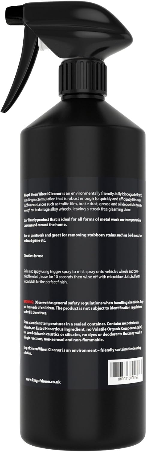 King of Sheen Universal Wheel Cleaner for all Metal and Alloy Wheels Tough Non Acidic Wheel Cleaner,Spray on Leave for 10 Seconds then Wipe of to a Brilliant Shine.1 Litre - Image 3