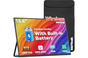 Wireless Portable Monitor Battery-Powered, Support AirPlay Miracast, 15.6" 1080P IPS Monitor USB-C HDMI External Display, 2nd