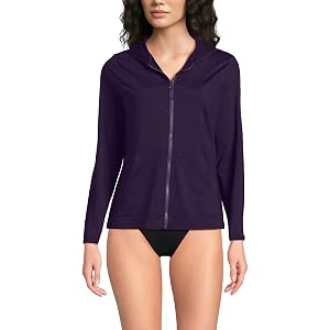Lands' End Women's UPF 50 Hooded Rash Guard