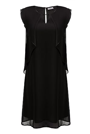 Meaneor Damen Sommer Chiffonkleid Freizeitkleid Ärmelloses Kleid Knielang Partykleid in festlicher Optik Party Arbeit