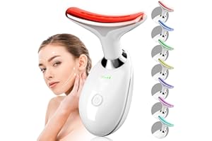 EOSVAP 2025 New Face and Neck Massager Tool, 7 Colors LED Womens Skin Care Facial Massager for Skin Rejuvenation, Lifting, Toning, Glow Boost-White