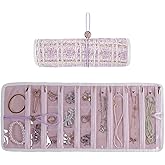Laveminyx Travel Jewelry Organizer Roll with Zippered Pockets,Hangable | Tangle-Free Portable Jewelry Storage Bag for Women | Holder for Necklaces, Earrings, Rings, Bracelets,Bangles