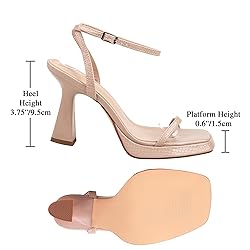 Reitoye Nude Heels for Women Ankle Strap Platform