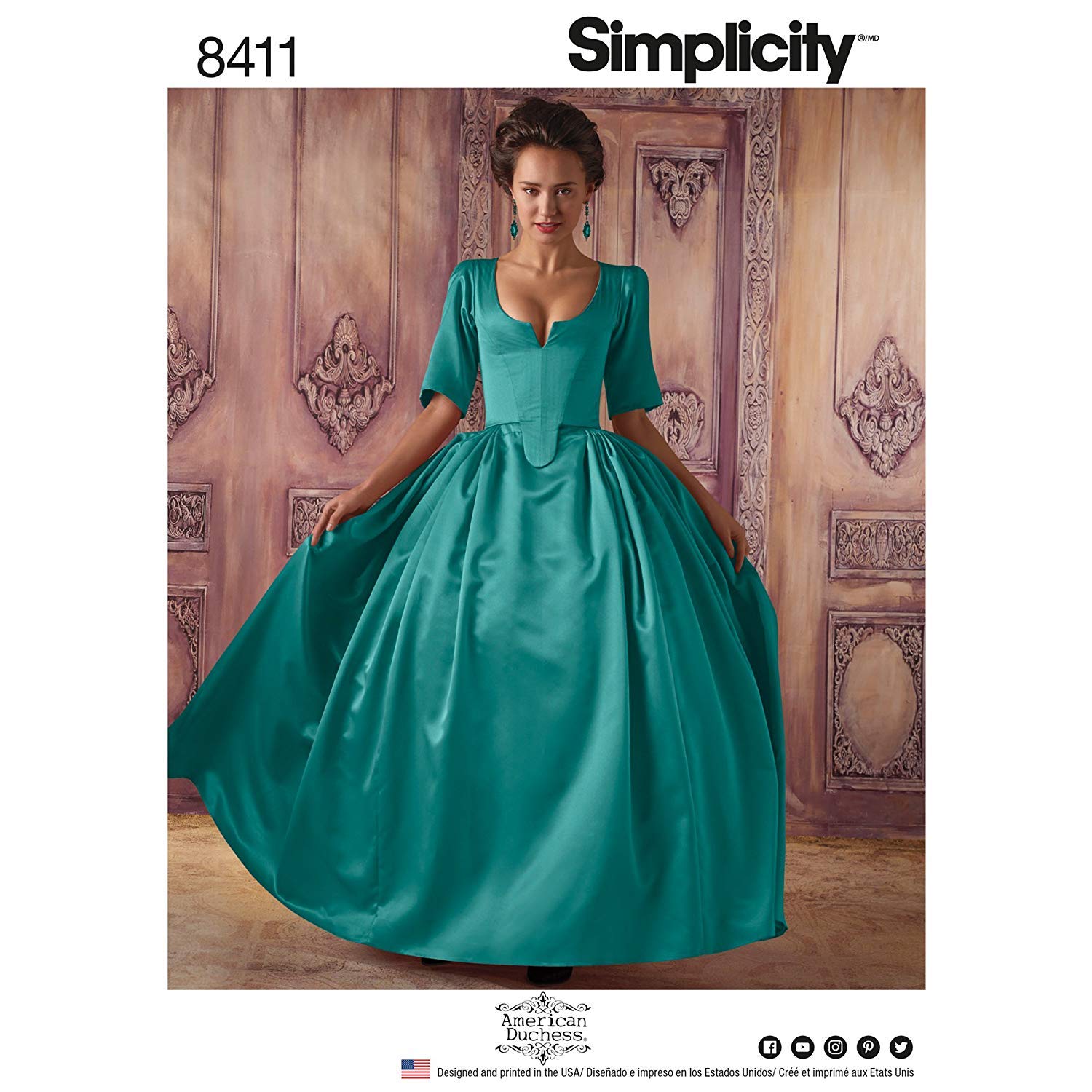 Simplicity Pattern 8411 Women’s 18th Century Costume, Paper, White, 22.01 x 15.01 x 1.01 cm