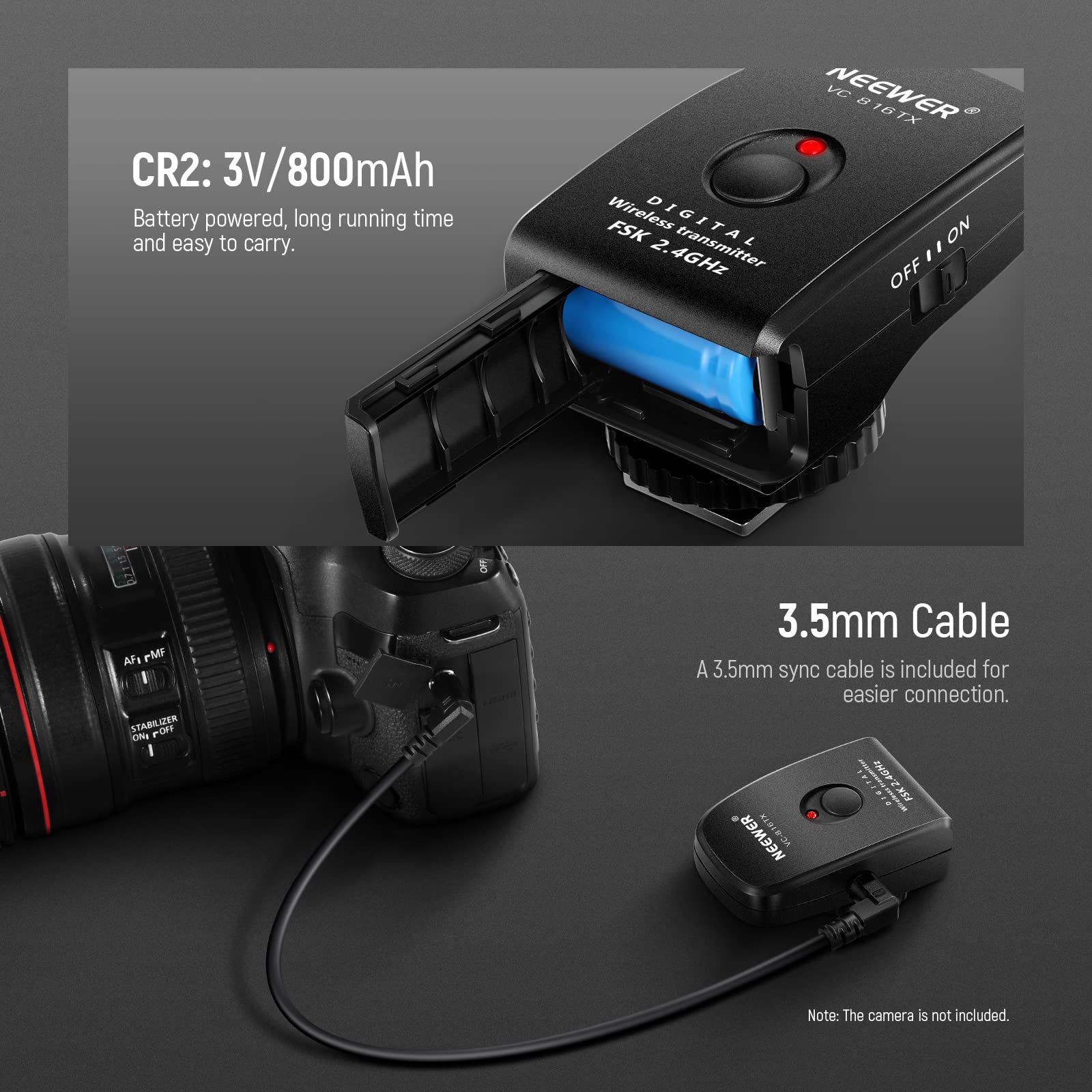 NEEWER 2.4G Remote Trigger, Wireless Transmitter with 16 Channels 49.2 ft/15m Transmission Distance Only for NEEWER Vision4, ML300 Studio Strobe (VC-816TX)