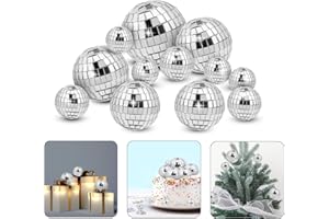 ZEYIYER 12PCS Disco Ball Cake Topper, Disco Ball Decorations, 70's Disco Cake Topper, 5 Sizes Disco Balls Disco Party Supplies for Disco Bachelorette Party Birthday Cake Decorations