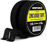 SPORTTAPE 2 Rolls Zinc Oxide Finger Tape 1.25cm Black 20m