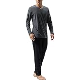 DAVID ARCHY Men's Pajamas Set Soft Cotton pajamas for men Comfy Loungewear Pjs with Pockets
