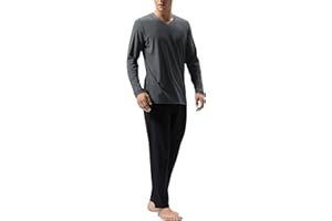 DAVID ARCHY Mens Pajamas Set Cotton Soft Sleepwear Long Sleeve Top & Bottoms PJs