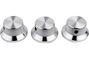 Guyker Electric Guitar Bass Control Potentiometer Knobs, Aluminum alloy Hat Top Metal Volume Knob Replacement Parts (3 Piece, Chrome)