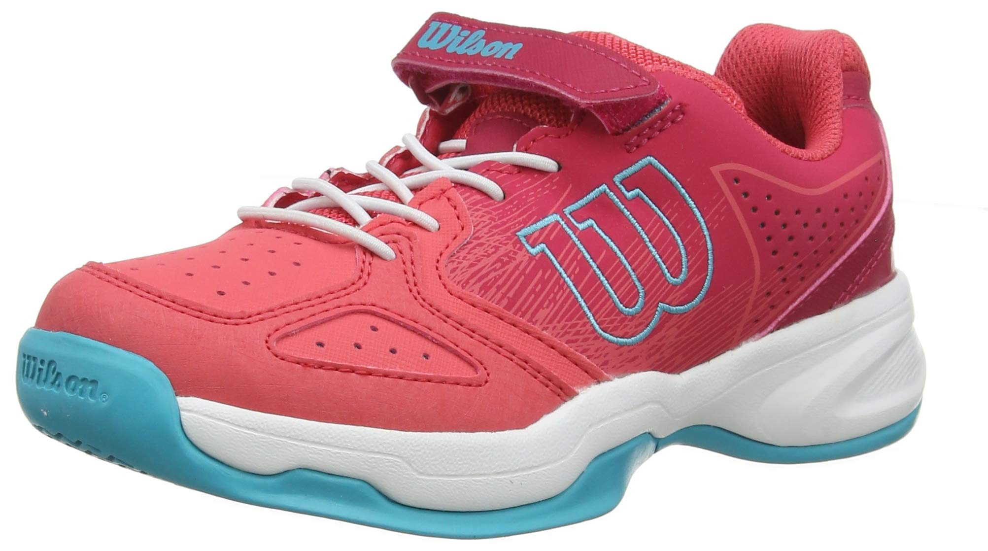 Wilson KAOS K, Unisex Kids’ Tennis Shoes, Pink(Paradise Pink/White/Peacock Blue), 13.5 (32 2/3 EU)