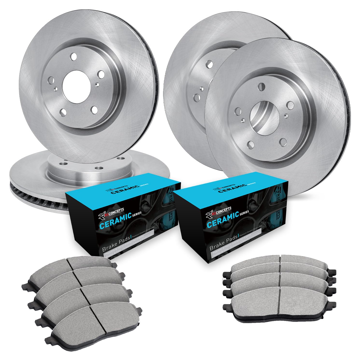 Photo 1 of R1 Concepts Front Rear Brakes and Rotors Kit |Front Rear Brake Pads| Brake Rotors and Pads| Ceramic Brake Pads and Rotors |fits 2017-2019 Kia Soul, 2019-2021 Kia Forte, 2020-2021 Kia Forte5
