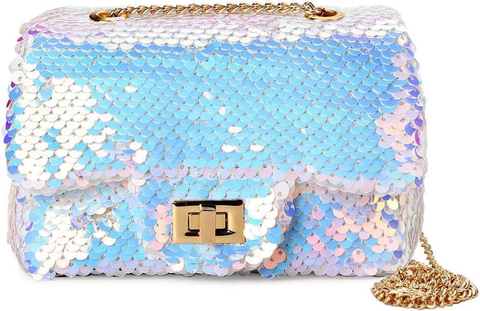 CMK Trendy Kids Toddler Kids Quilted Glitter Crossbody Handbags Purse Gifts for Girls (Fancy black)