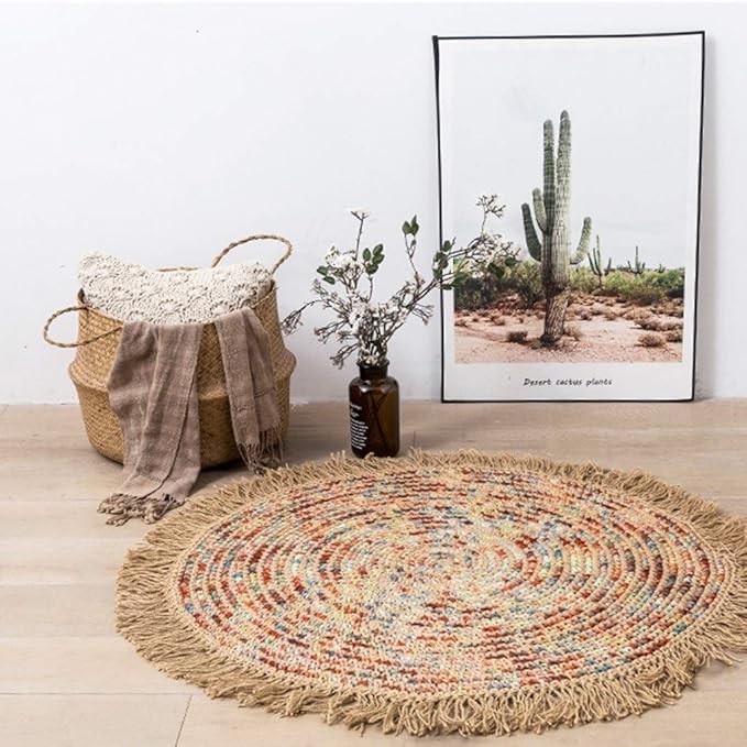 Amazon.com: Alfombra circular tejida a mano para dormitorio ...