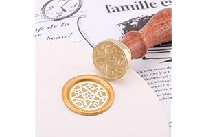 25mm Round Wax Seal Stamp Removable Wax Seal Head Vintage Stripe and Star Pattern for Decorating Wine Bags Postcards Envelope