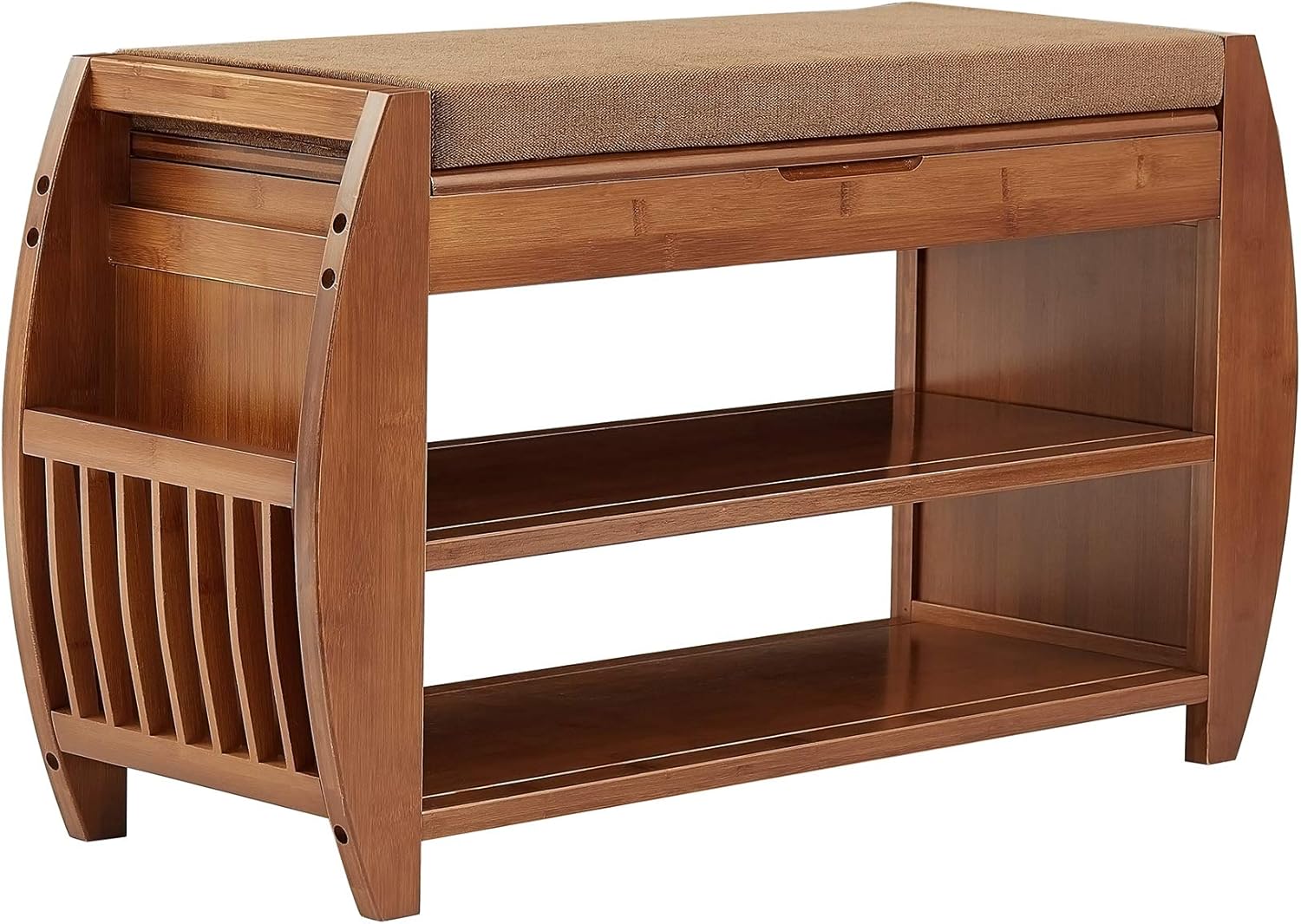 Bamboo Shoe Rack & Shoe Bench, Entryway Storage Organizer, Multi Function for Hallway Bathroom Living Room Corridor and Garden, Detachable Cushion with Hidden Storage Compartment: Kitchen & Dining