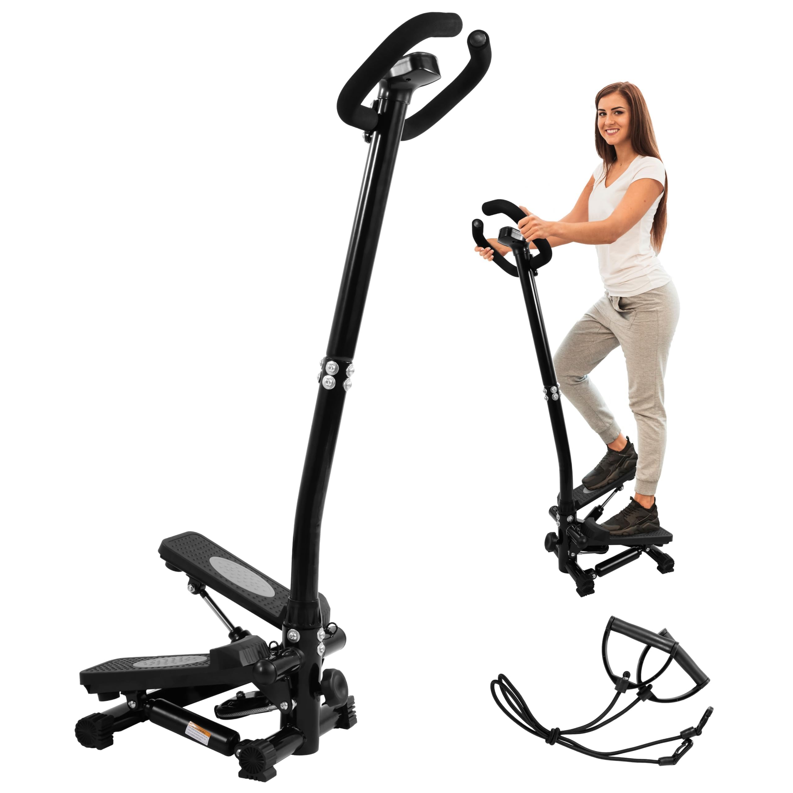 Photo 1 of ****MISSING HARDWARE***Fitvids Pre-Assembled Adjustable Mini Stepper Stair Stepper Stepping Machine with Resistance Bands, Midnight Black