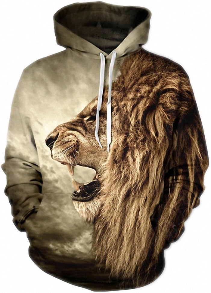 Men's hoodies sweatshirt men funny 3D Tiger Lion harajuku brand plus size S-3XL printed hoodie men women pullovers