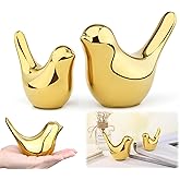 NUKAYAI Small Birds Statues Gold Home Desk Wall Decor Modern Style Bird Figurine Sculpture Decorative Ornaments for Shelf, Bedroom, Living Room, Knick Knacks, Office Desktop, Cabinets(Gold Birds 2Pcs)