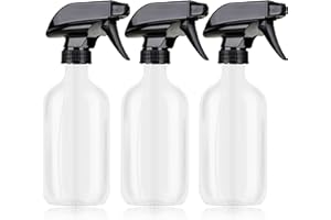 Plastic Spray Bottles 3 Pack, Refillable 16 oz Empty Spray Bottle for Cleaning Solution, Durable and Powerful Nozzle, Spray B