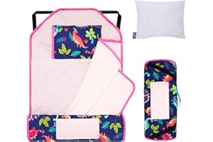 Wildkin Modern Nap Mat with Reusable Pillow for Boys & Girls, Ideal for Elementary Sleepovers, Made with Soft Cotton Blend Materials with Elastic Corner Straps - Nap Mat for Kids