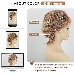 TISHINING Short Mixed Blonde Pixie Cut Wigs for