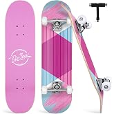 BELEEV Skateboards for Beginners, 31 x 8 inch Complete Skateboard for Kids Teens Adults, 7 Layer Canadian Maple Double Kick Deck Concave Cruiser Trick Skateboard with Multifunction Skate T-Tool