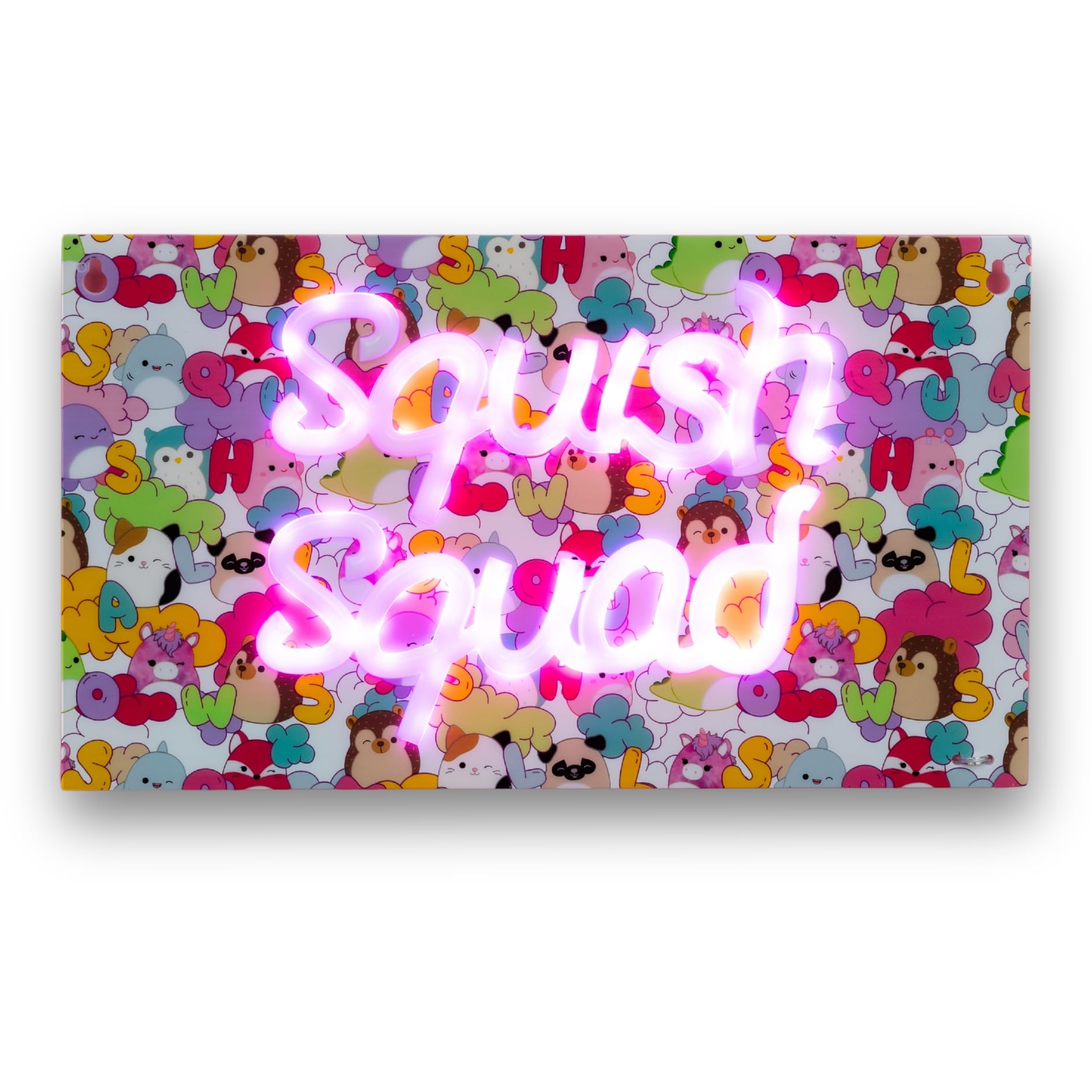 Fizz Creations Squishmallows Squish Squad Neon Wall Light | Officially Licensed | USB Powered | Vibrant Pink | Wall Mount Options. LED Lights Neon Effect Light.
