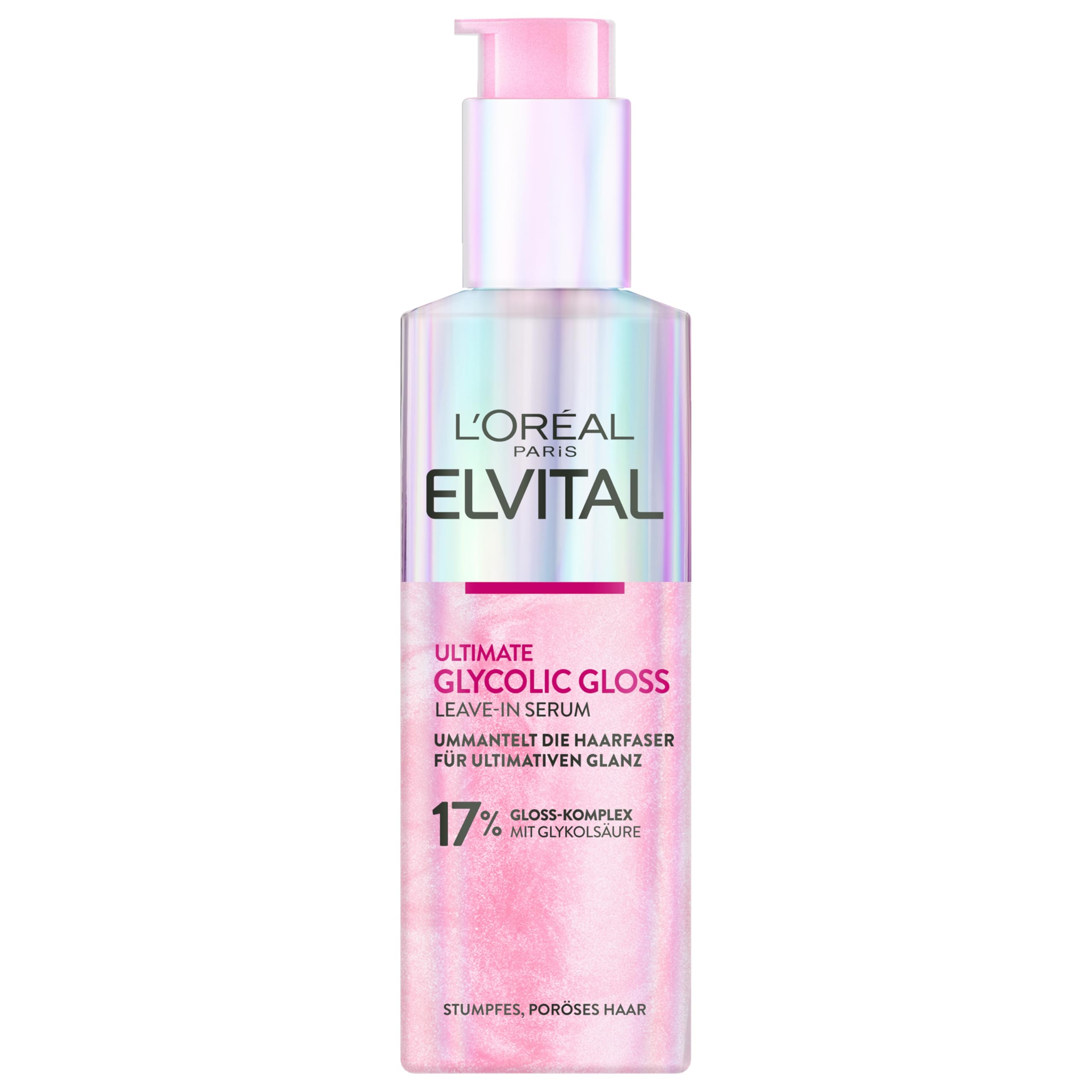 L'Oréal Paris Elvital Glycolic Gloss Serum for Dull and Faded Hair, Intensive Care for Ultimate Smoothness and Shine, with Glycolic Acid, 150 ml