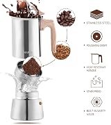Sivaphe Moka Pot Espresso Maker 300ml 6 Cup Stainless Steel Induction view 4