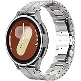 FULLIFE Compatible with Samsung Galaxy Watch 7 6 5 4 FE 40mm 44mm Band Metal Folding Clasp Stainless Steel 20mm Galaxy Watch 6 Classic 4 Classic 5 Pro 43mm 47mm 42mm 46mm 45mm for Men Women, Titanium