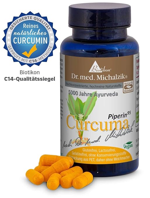 Curcuma Tumeric Piperin nach Dr. med. Michalzik + 95 % Curcuminoide + 5 mg Piper nigrum-Extrakt mit 95 % Piperingehalt je Kap
