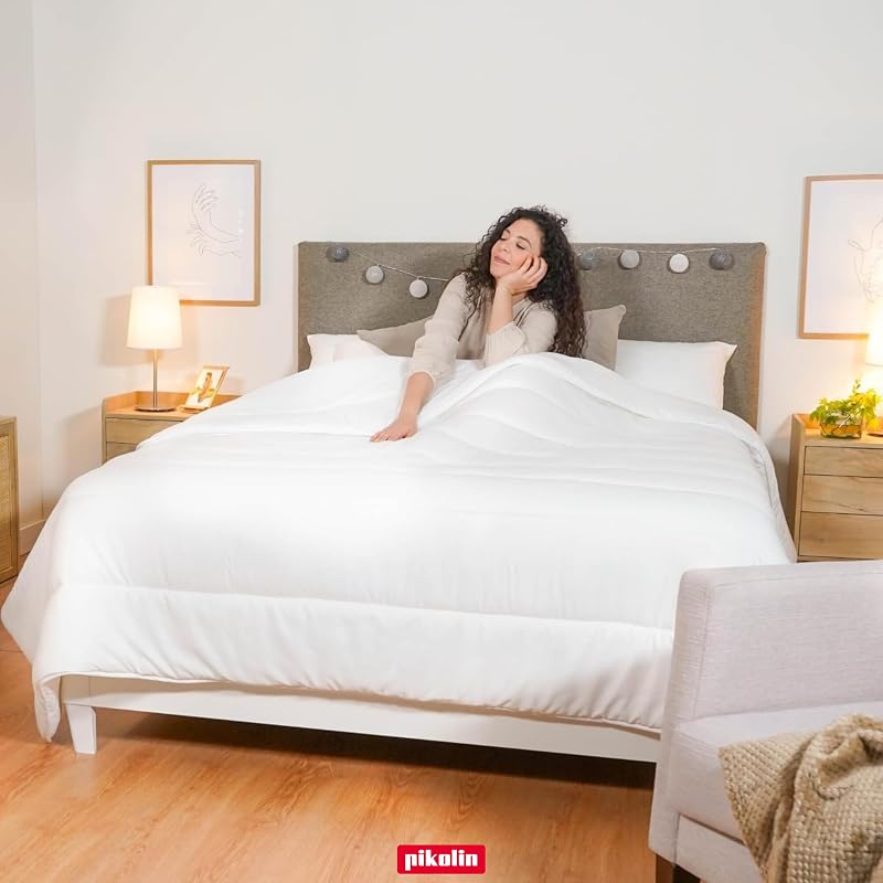 Bettdecke 240 x 220 cm. Dicke Winter-Steppdecke mit 400g Aloe Vera Faserfüllung, Hautfreundlich und Atmungsaktiv, Für Sensible Haut, Extra Warm, Hypoallergen
