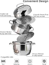 VENTION Large 3 Tier Steamer Pan 28cm 7.7L Induction Stainless Steel view 4