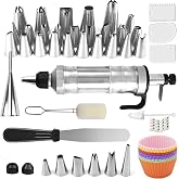 Dessert Decorating Syringe Set, cake decorating kit, frosting piping,Black | Icing Piping Kit, 30 Piping Icing Nozzles, Cupcake Liners,Stainless Steel Spatulas, Cake Decorating Tools Kit