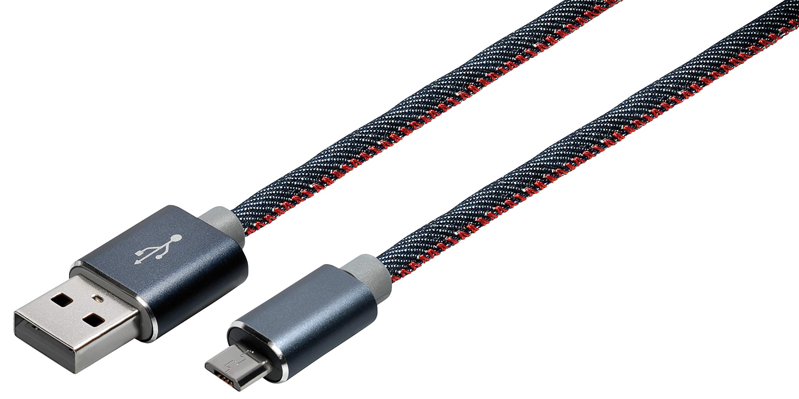 Maxtrack Charging and Sync Cable, USB Type A Male to Micro USB B Male, 1.0 m, Denim Fabric Cover (1 Cable)