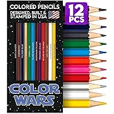 PunLabs Color Wars Colored Pencil Set for Adults - 12 Color Wars-Inspired Parody Pencils with Foil-Stamped Names, Soft Core Colored Pencils for Drawing - An Ideal Color Wars Fan Gift