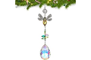 H&D HYALINE & DORA Crystal Suncatchers Bee Prism Rhinestones Ornament, Colorful Diamond Decor Prisms for Windows Wall Home Wedding Hanging