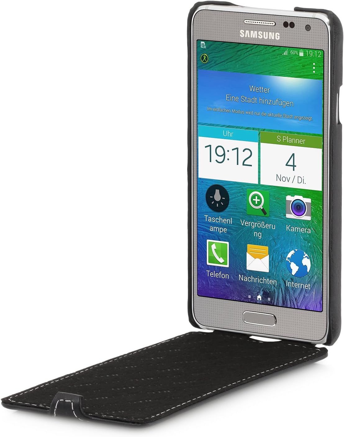 StilGut® UltraSlim Leather Case for Samsung Galaxy Alpha, Black Nappa - Image 3