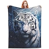 amepay White Tiger Blanket Gifts for Adults Kids Animal Tiger Flannel Throw Blankets Soft Comfy Lightweight for Home Decor Couch Bed Sofa 60x50 Inches