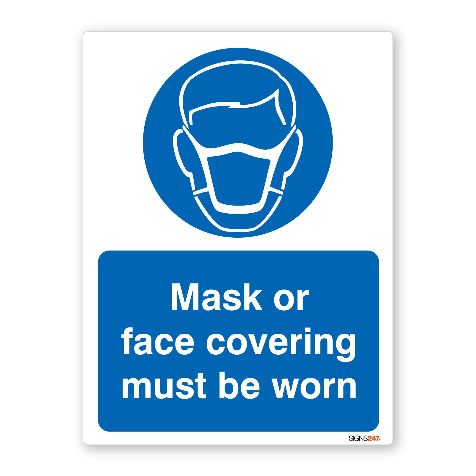 Mask or Face Covering must be worn - Self adhesive vinyl sticker 150mm x 200mm - Single
