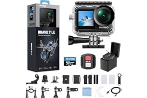 AKASO Brave 7 LE 4K30fps Action Camera with 64GB MicroSDXC U3 Memory Card Accessories Kit Bundle Ultra HD 131FT Waterproof Camera EIS 2.0 WiFi Remote Control Zoom Underwater Camera
